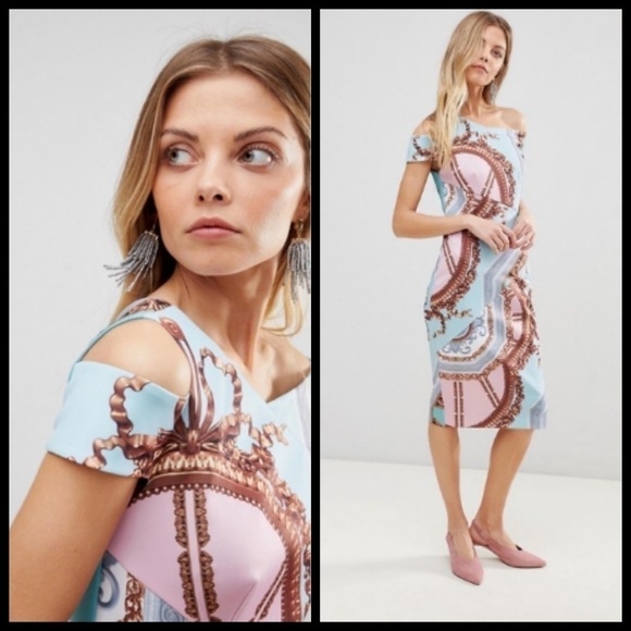 💕TED BAKER💕 Print Sheath Bodycon Midi Dress NWT - Picture 1 of 8